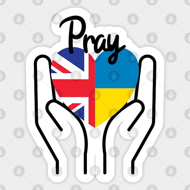 Pray For Ukraine, Pray For Peace, UK Supports Ukraine, UK Stands With Ukraine, Heart With Combined Flags Sticker by Coralgb